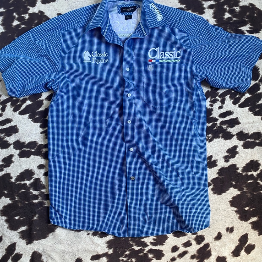 Ariat Blue Checkered Casual Button Down Shirt
